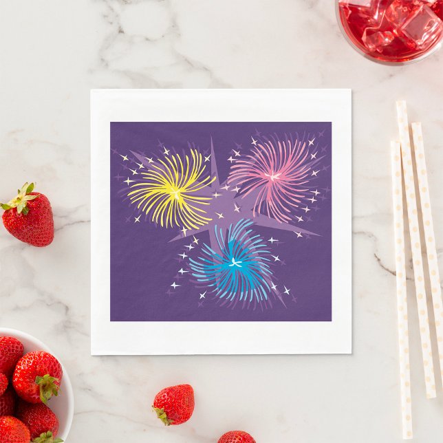 Colourful Retro Fireworks Burst Napkin (Creator Uploaded)