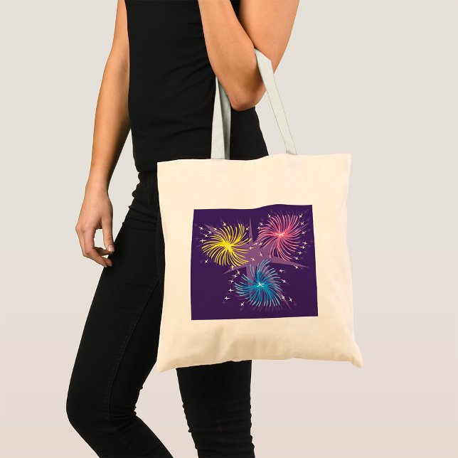 Colourful Retro Fireworks Burst Tote Bag (Creator Uploaded)