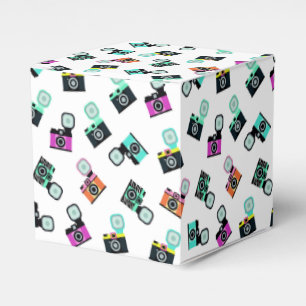 Colourful Retro Flash Camera Pattern Favour Box