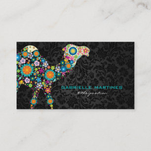 Colourful Retro Floral Camel & Black Damasks Business Card