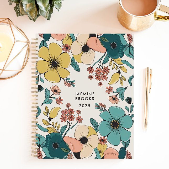 Colourful Retro Floral Custom Name Planner (Creator Uploaded)