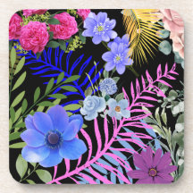 Colourful Retro Floral Fern Bontanical Foliage