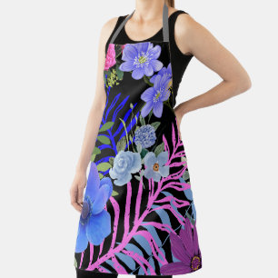 Colourful Retro Floral Fern Botanical Foliage Apron