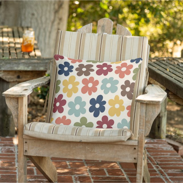 Colourful Retro Floral Pattern Cushion (Chair)
