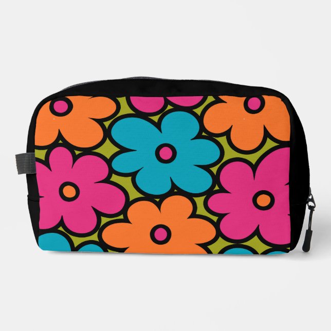 Colourful Retro Floral Pattern Dopp Kit (Front)