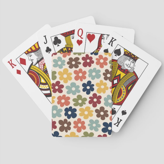 Colourful Retro Floral Pattern Playing Cards (Back)