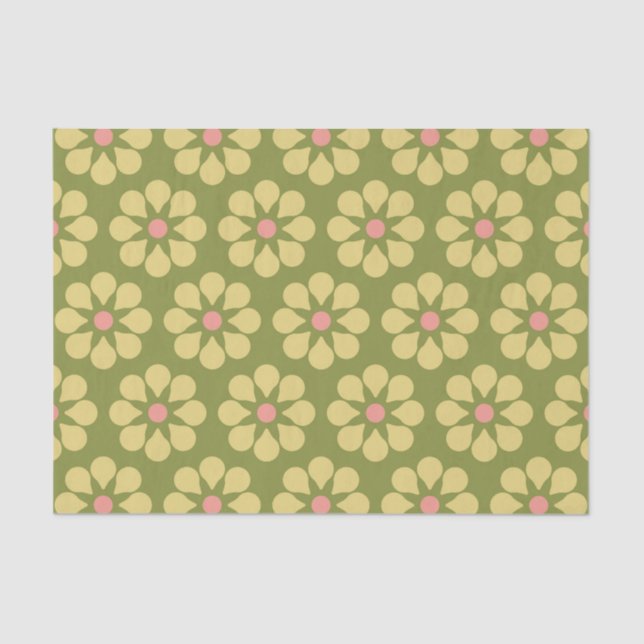 Colourful Retro Floral Pattern Tissue Paper (Front)
