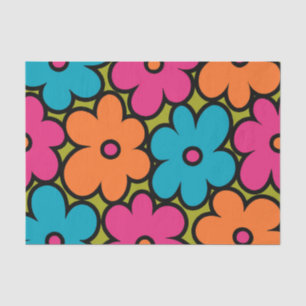 Colourful Retro Floral Pattern Tissue Paper