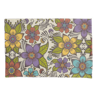 Colourful Retro Floral  Pillowcase