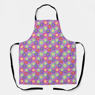 Colourful Retro Floral Purples, Pinks, & Greens Apron