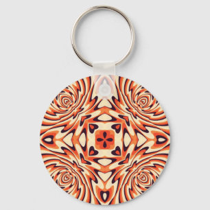 Colourful Retro Floral Seamless Pattern Key Ring
