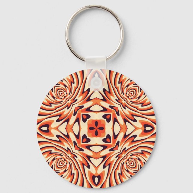 Colourful Retro Floral Seamless Pattern Key Ring (Front)