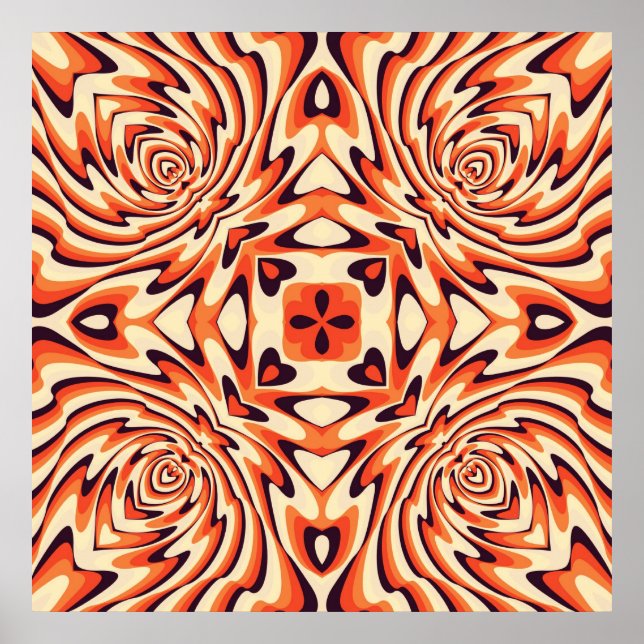 Colourful Retro Floral Seamless Poster (Front)