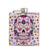 Colourful Retro Floral Skull Pink Tint 2