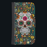 Colourful Retro Floral Sugar Skull Samsung S4 Wallet Case<br><div class="desc">Colourful retro floral sugar skull.</div>
