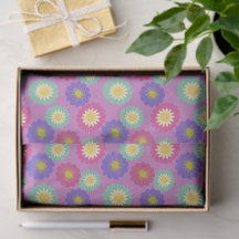 Colourful Retro Florals in Purples Pinks Greens