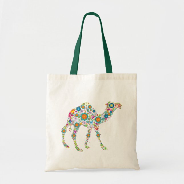 Colourful Retro Flower Camel Tote Bag (Front)