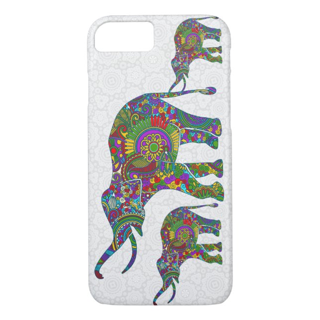 Colourful Retro Flower Elephant 5 Design Case-Mate iPhone Case (Back)