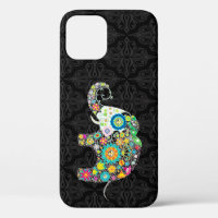 Colourful Retro Flower Elephant Design