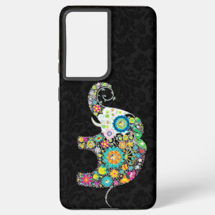 Colourful Retro Flower Elephant Design Samsung Galaxy Case