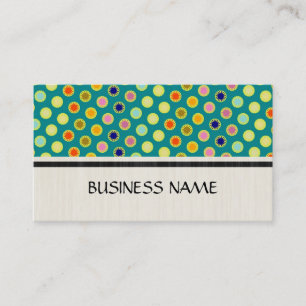 Colourful Retro Flower Modern Geometric Pattern 2 Business Card