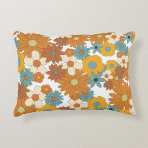 Colourful Retro Flower Pattern Decorative Cushion