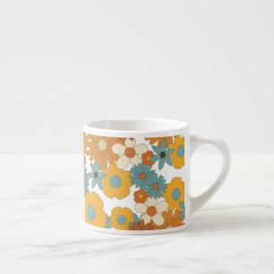 Colourful Retro Flower Pattern Espresso Cup