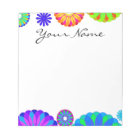 Colourful Retro Flower Patterns on White Backgroun