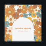 Colourful Retro Flowers 60's 70's Arch Wedding Magnet<br><div class="desc">A beautiful 60's 70's inspired retro flower pattern with arch. A minimalist vintage look wedding favour with groovy patterns and retro colour palette for anyone who loves groovy patterns,  floral daisies and retro colour palette designs. Matching wedding invitations and other stationery items are also available.</div>