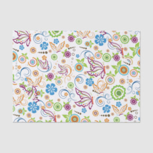 Colourful Retro Flowers Birds & Butterflies 2 Tissue Paper