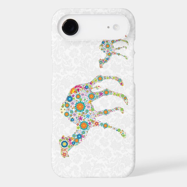 Colourful Retro Flowers Camel White Background Case-Mate iPhone Case (Back)