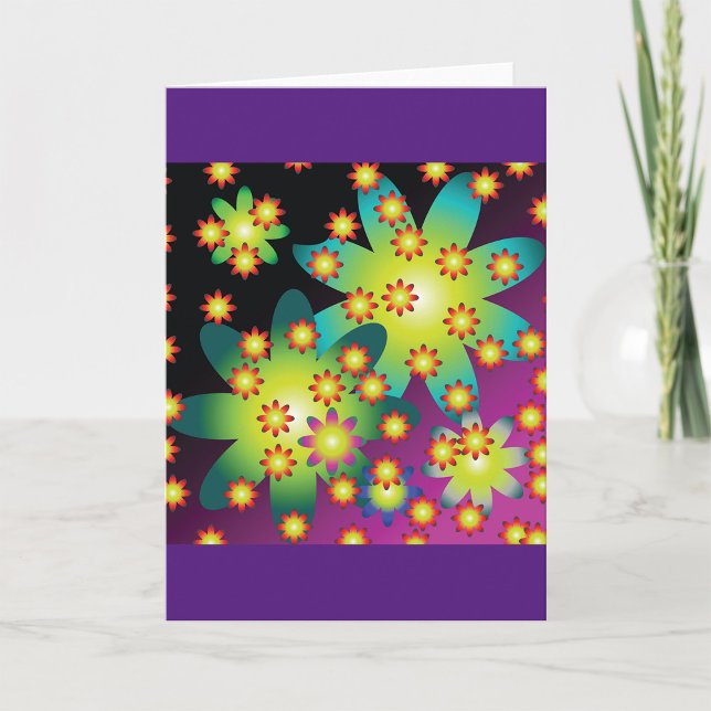 Colourful Retro Flowers Card (Creator Uploaded)