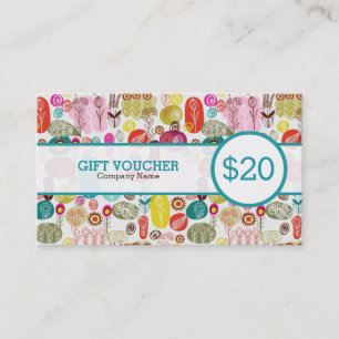 Colourful Retro Flowers Custom Voucher Discount Card