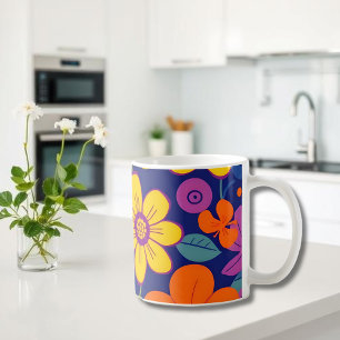 Colourful Retro Flowers-Dopamine Style Coffee Mug