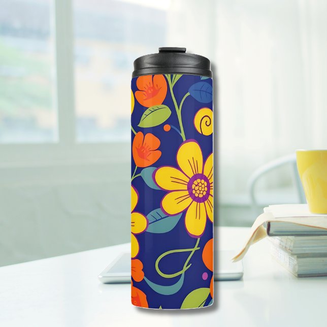 Colourful Retro Flowers-Dopamine Style Thermal Tumbler (Colorful Retro Flowers-Dopamine Style Thermal Tumbler)