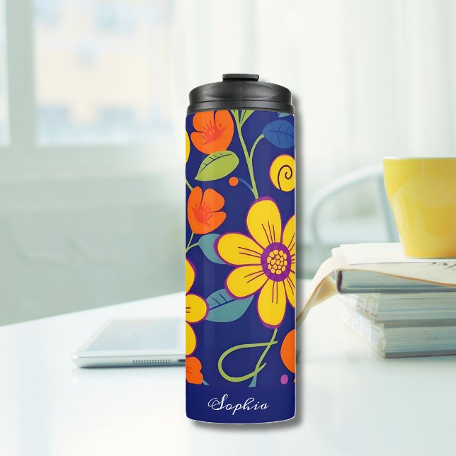 Colourful Retro Flowers-Dopamine Style Thermal Tumbler (Colorful Retro Flowers-Dopamine Style Thermal Tumbler)