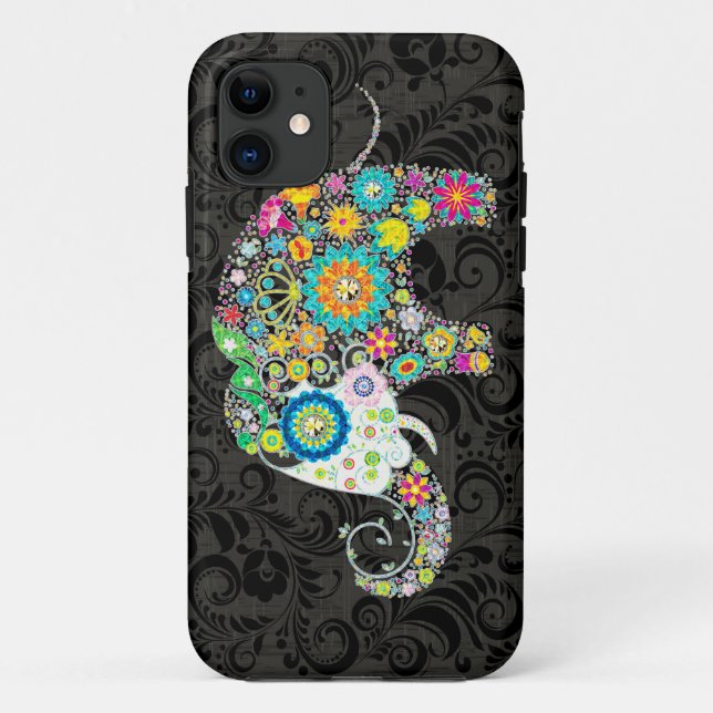 Colourful Retro Flowers Elephant Design Case-Mate iPhone Case (Back)