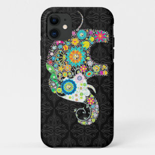Colourful Retro Flowers Elephant Design iPhone 11 Case
