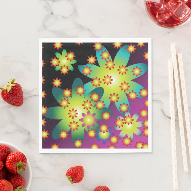 Colourful Retro Flowers Napkin (Creator Uploaded)