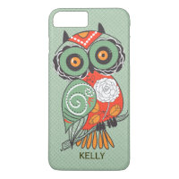 Colourful Retro Flowers Owl