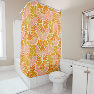 Colourful Retro Flowers Shower Curtain