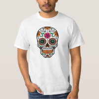 Colourful Retro Flowers Sugar Skull