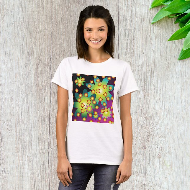 Colourful Retro Flowers T-Shirt (Creator Uploaded)