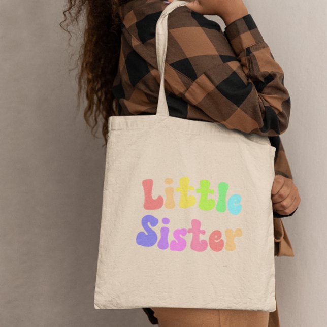 Colourful Retro Font Little Sister Tote Bag (Creator Uploaded)