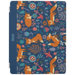 Colourful Retro Foxes Birds & Flowers Pattern iPad Smart Cover
