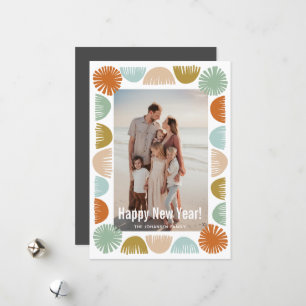 Colourful Retro Frame Photo Holiday Card