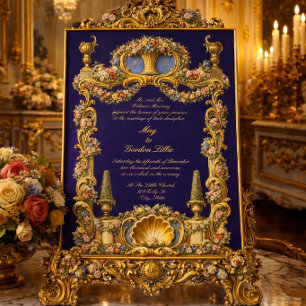 Colourful Retro French Baroque Rococo Floral Borde Invitation