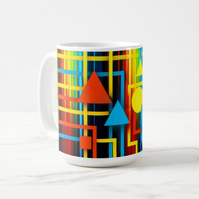 Colourful Retro Geometric Abstract Coffee Mug (Front Left)