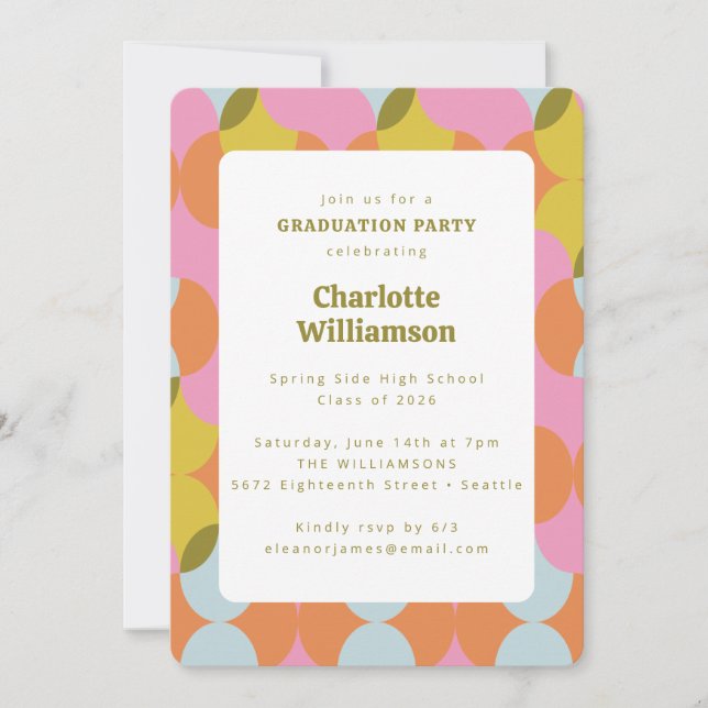 Colourful Retro Geometric Fun Unique Graduation Invitation (Front)