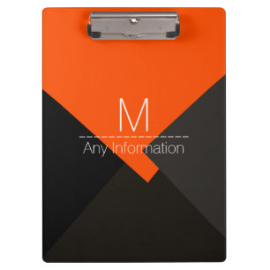Colourful Retro Geometric Pattern Monogram #3 Clipboard